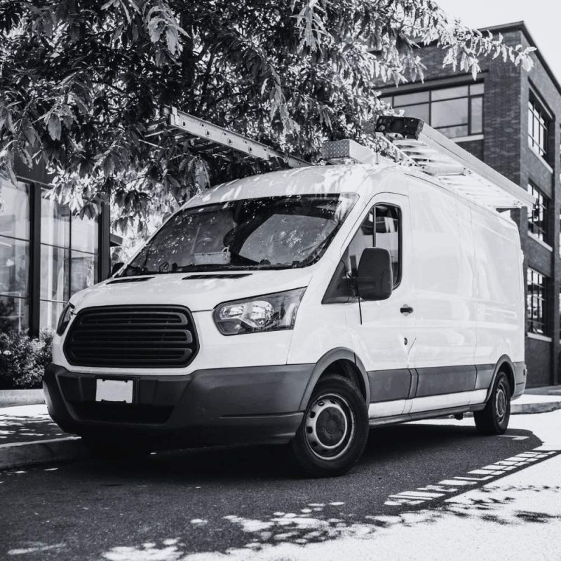 Service van equipped for field operations using fleet management and vehicle tracking technology